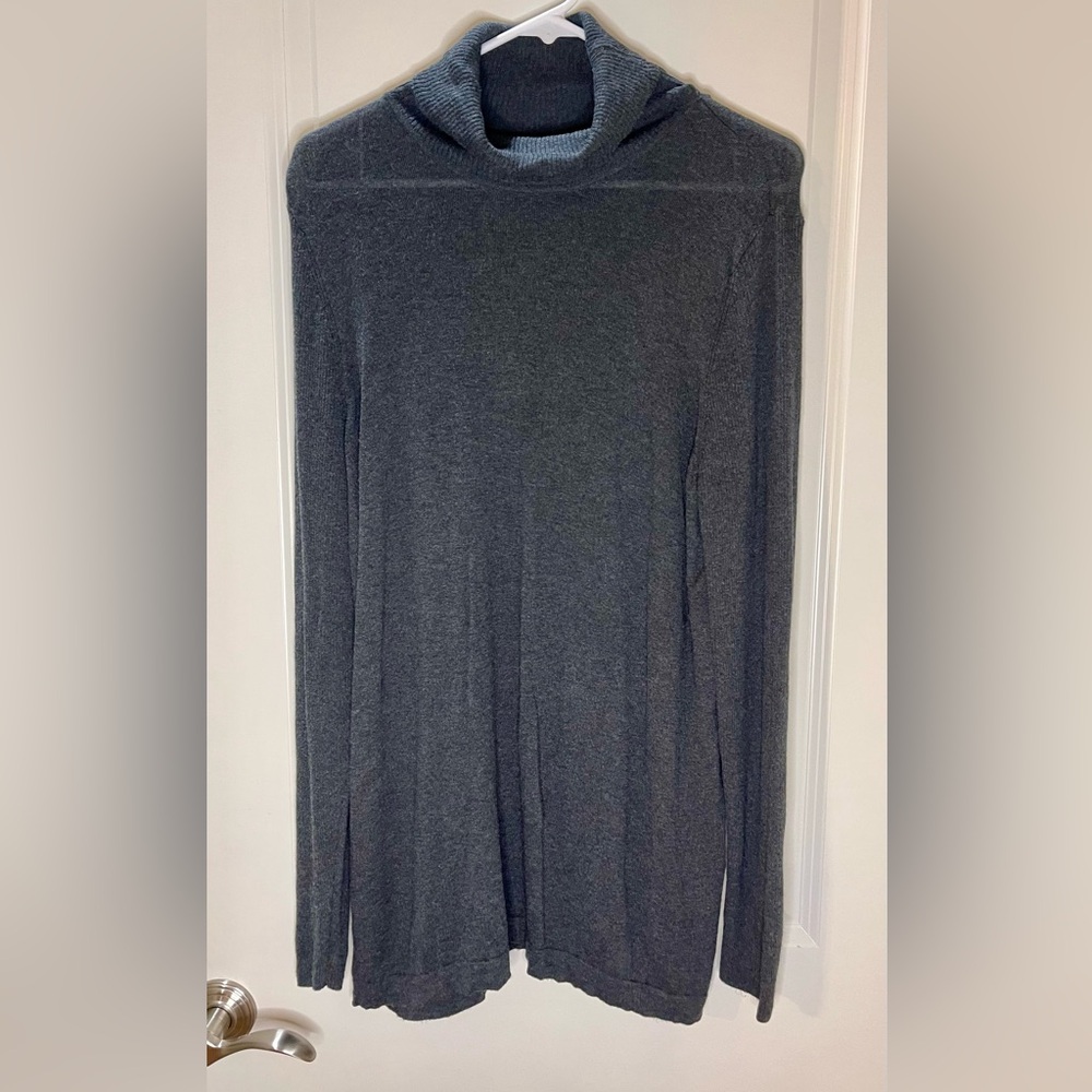 J. Jill Silk & Cotton Turtleneck Sweater Dark Gray L